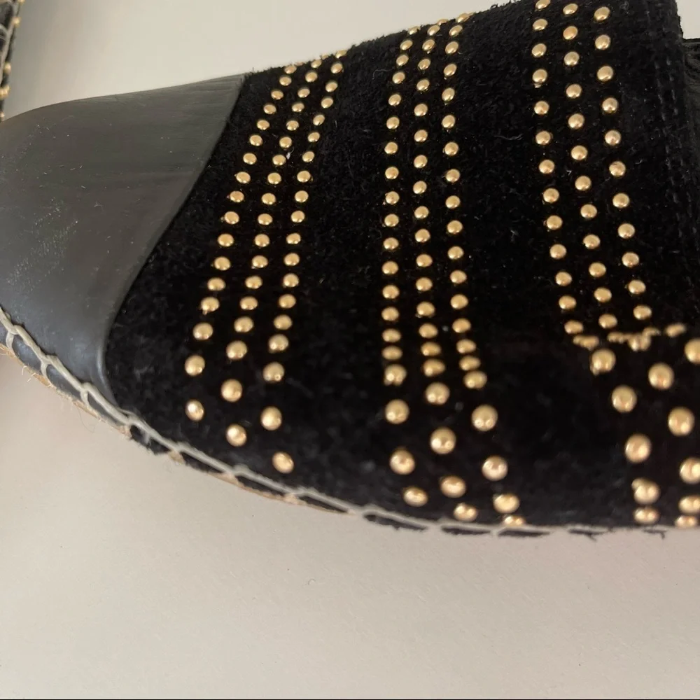 Loeffler Randall Mara Studded Suede Espadrille Flat | Black